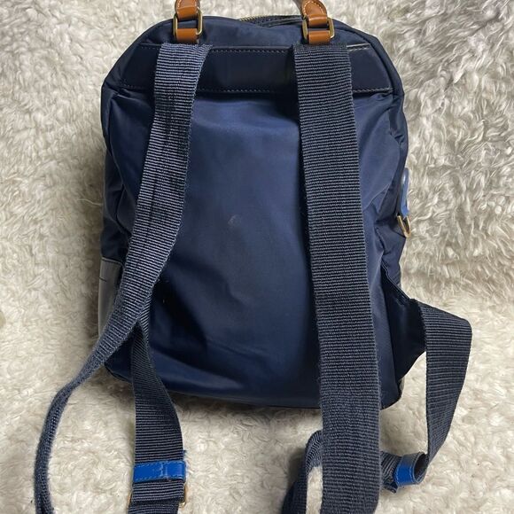 Tory Burch Perry Navy Blue Nylon small backpack royal blue leather trim . - Picture 6 of 16